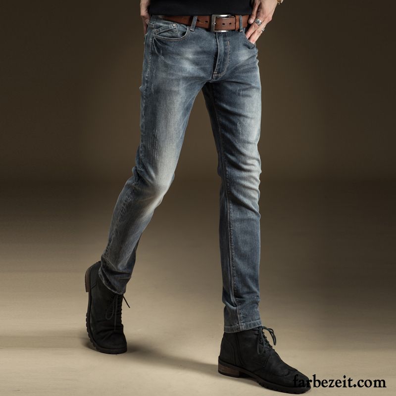 Jeans Straight Fit Herren Herbst Jugend Jeans Elastisch Hose Dünn Gerade Trend Winter Schlank Lange