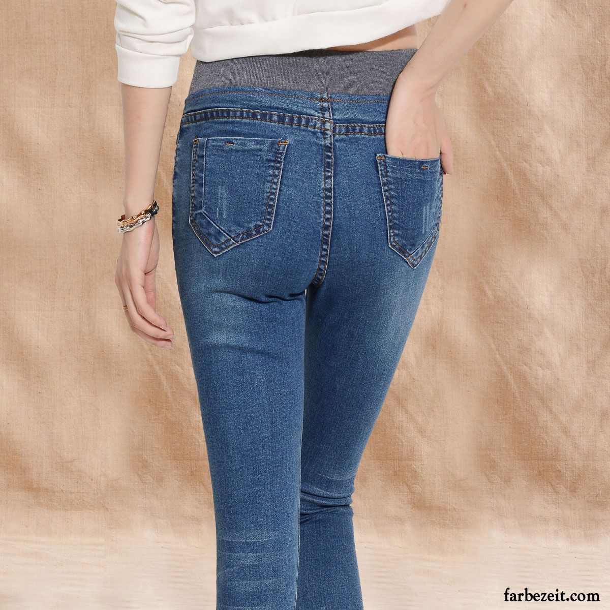 Jeans Style Damen Dünn Jeans Hose Elastisch Trend Plus Samt Bleistift Hose Schwarz Winter Herbst Schlank Billig