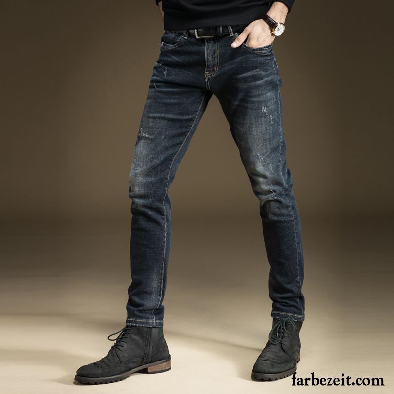 Jeans Weiß Herren Schlank Schwarz Elastisch Gerade Winter Jugend Schmales Bein Lange Herbst Trend Jeans Hose Kaufen