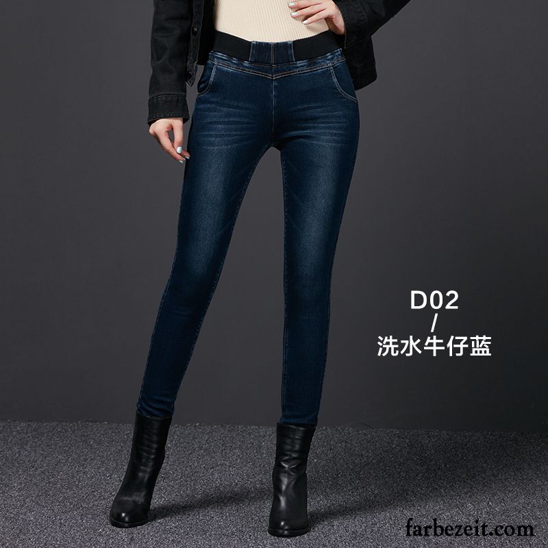 Jeanshose Damen Löchern Hose Elastisch Dünn Jeans Plus Samt Hohe Taille Große Größe Leggings Unter Winter Fett Verdickung Kaufen