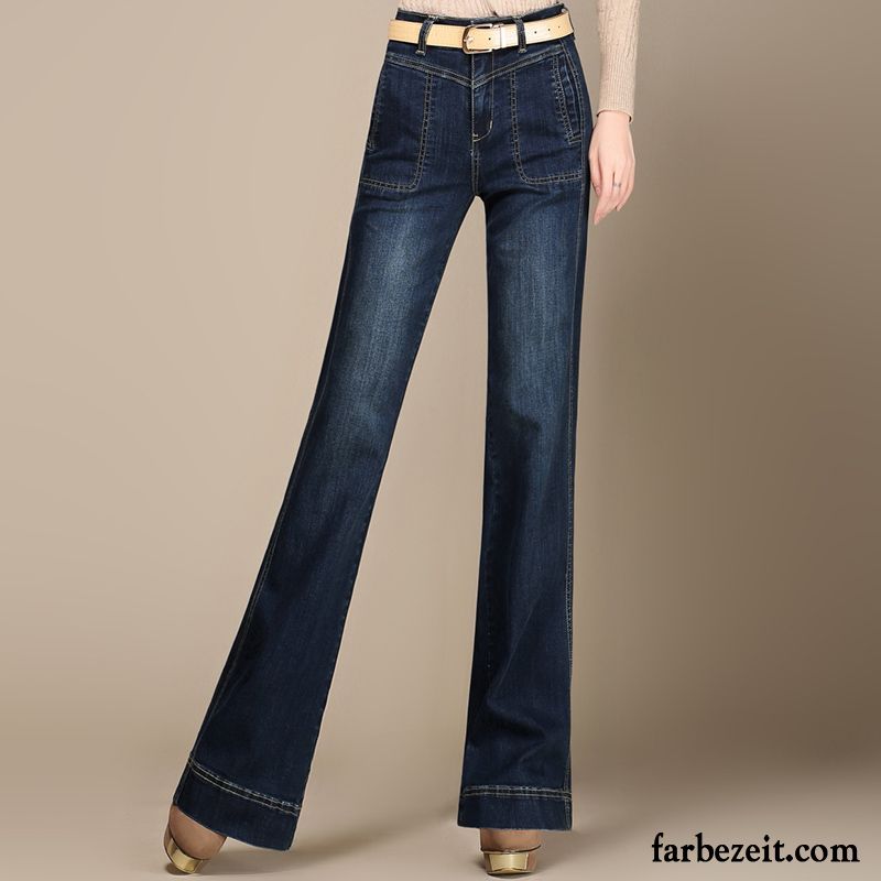 Jeansmarken Damen Hose Große Größe Jeans Feder Weites Bein Herbst Elastisch Hohe Taille Kaufen