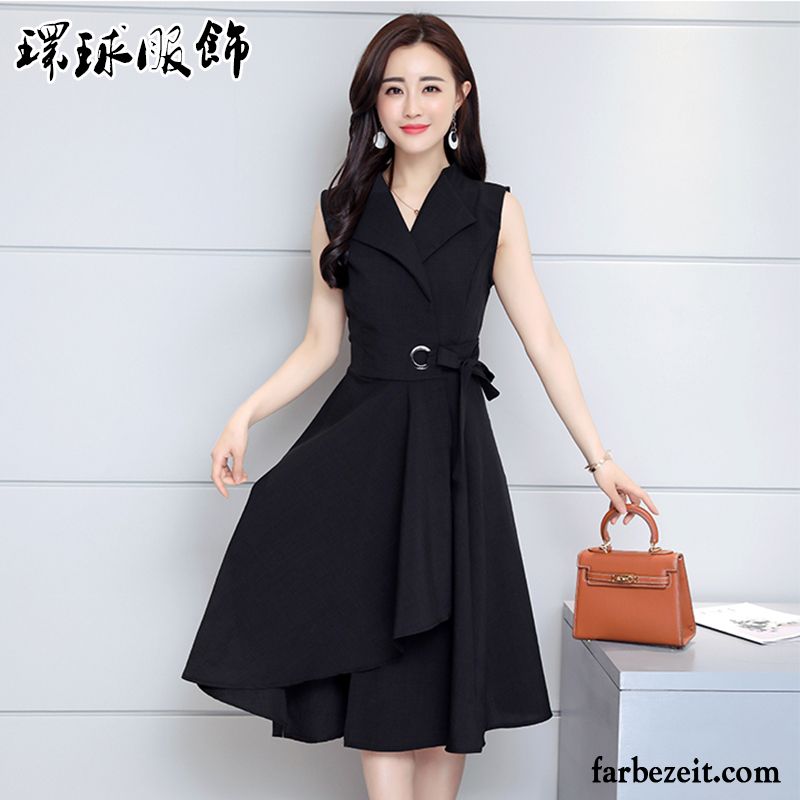Jerseykleid Damen Ultra Lose Sommer Baumwolle Temperament Dünn Langer Rock Schwarz Kleider Günstig