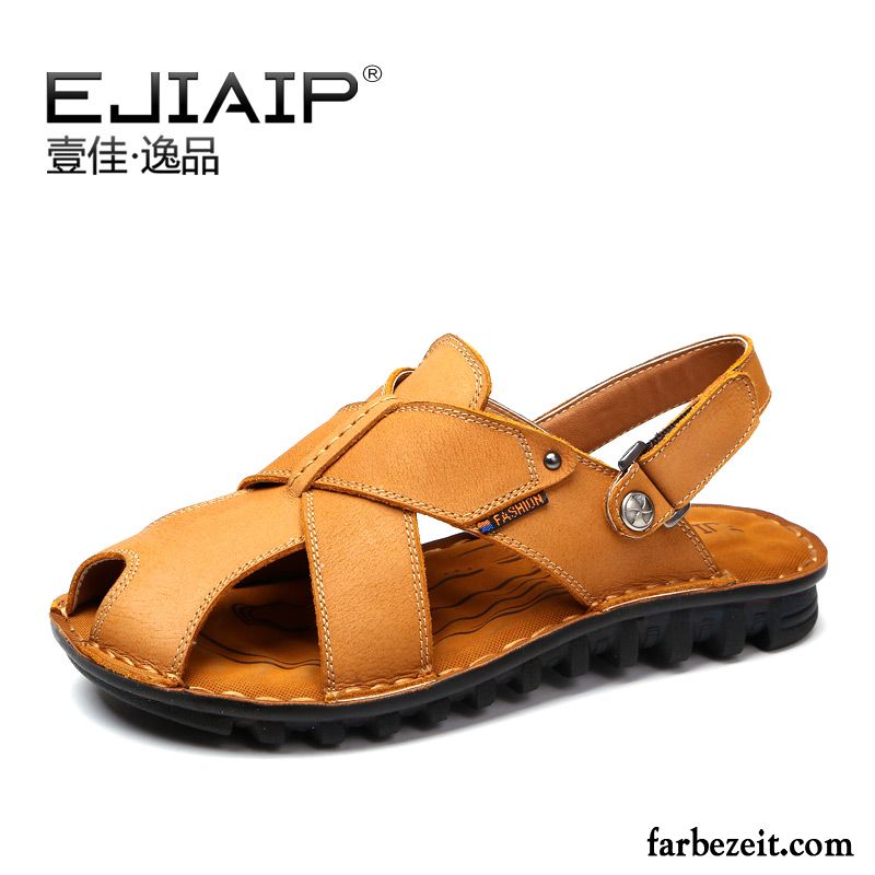 Jesuslatschen Für Männer Sommer Atmungsaktiv Hohl Herren Strand Leder Sandalen Schuhe Billig