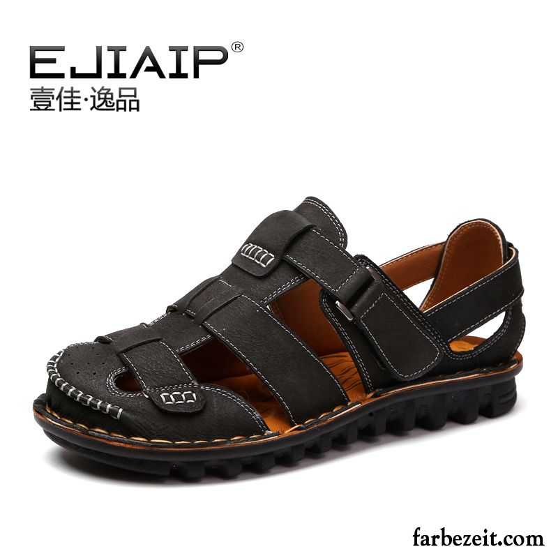 Jesuslatschen Für Männer Sommer Atmungsaktiv Hohl Herren Strand Leder Sandalen Schuhe Billig