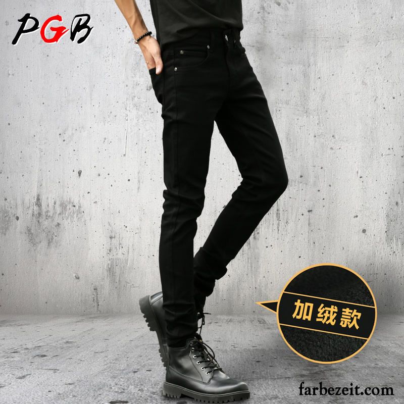 Jogginghose Jeans Herren Retro Lange Jugend Plus Samt Elastisch Schwarz Dünn Jeans Winter Schlank Herbst Rabatt