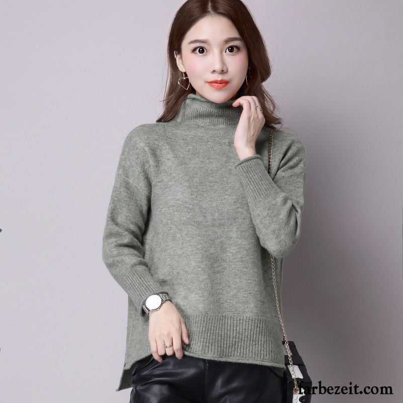 Khaki Pullover Damen Kurzer Absatz Winterkleidung Verdickung Schlank Lange Ärmel Dünn Pullover Strickwaren Unteres Hemd Kaufen