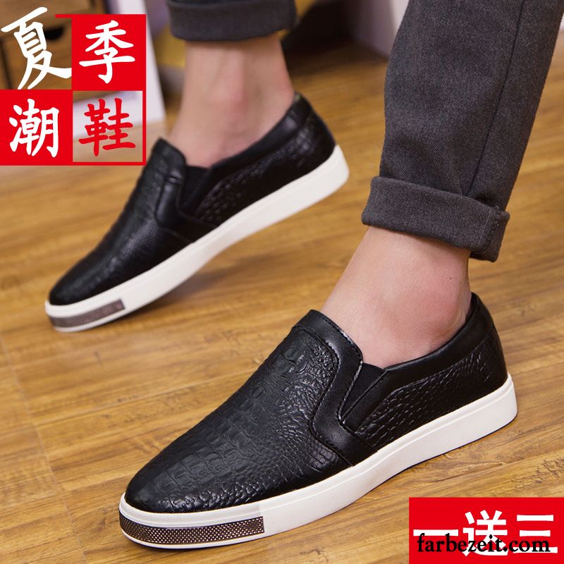 Klassische Herrenschuhe Casual Lederschue Feder Trend Skaterschuhe Echtleder Halbschuhe Slip-on Herren England Faul