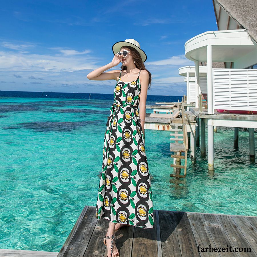 Kleid Mit Spitze Blau Langer Rock Kleider Leibchen Damen Sommer Große Größe Dünn Rote Strand Günstig