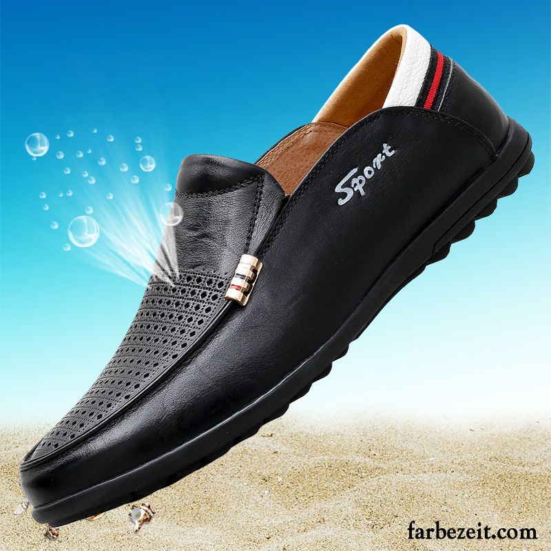 Klettverschluss Schuhe Herren Atmungsaktiv Slip-on Feder Leder Casual Schuhe Trend Echtleder Faul Lederschue