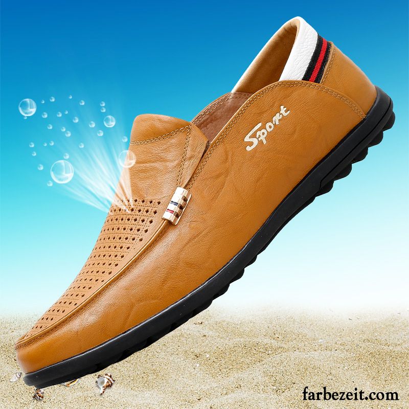 Klettverschluss Schuhe Herren Atmungsaktiv Slip-on Feder Leder Casual Schuhe Trend Echtleder Faul Lederschue