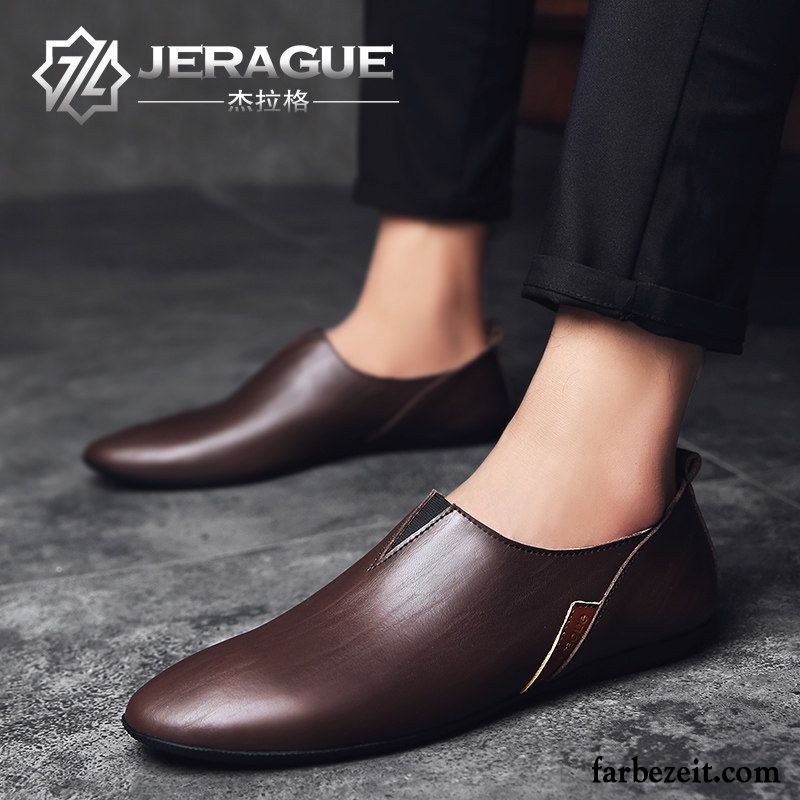 Klettverschluss Schuhe Herren Tief Casual Schuhe Sommer Trend Lederschue Echtleder England Spitze Verkaufen