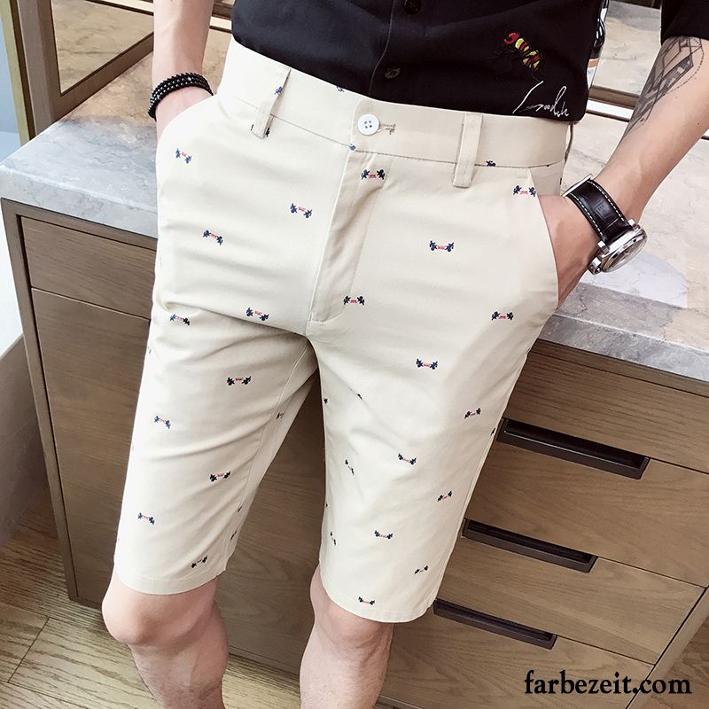 Kurze Hosen Herren Gerade Trend Schlank Jugend Baumwolle Sommer Khaki