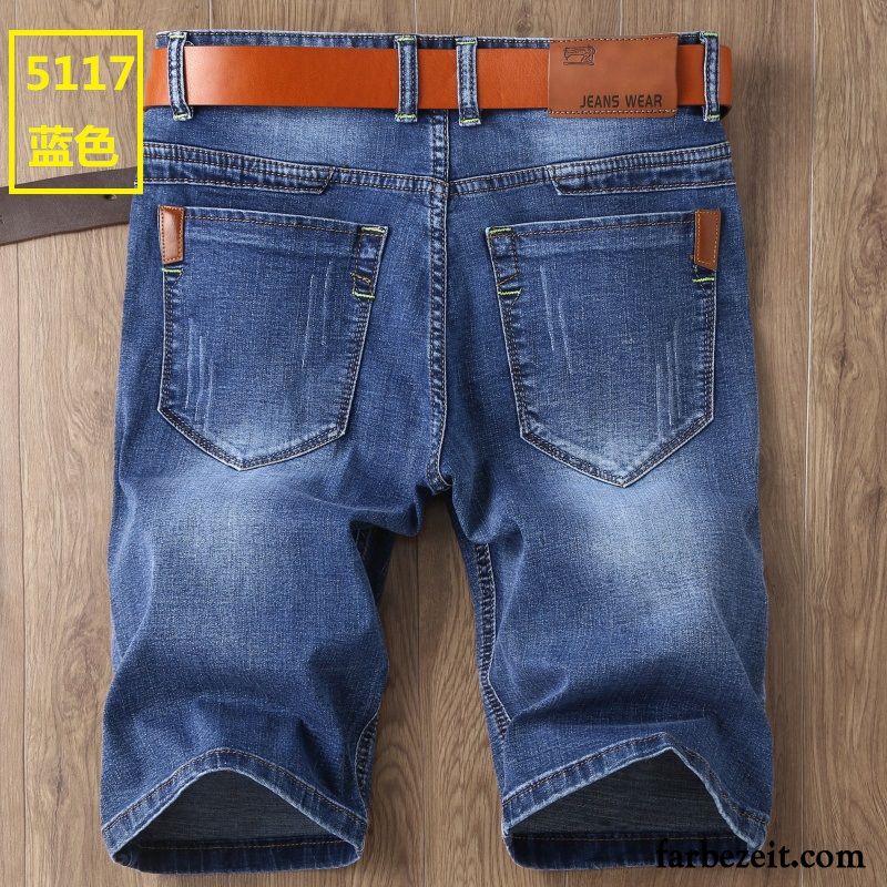 Kurze Hosen Herren Große Größe Dünn Jeans Sommer Trend Schlank Blau Schwarz