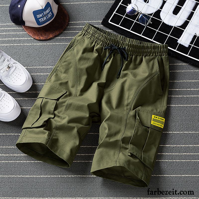 Kurze Hosen Herren Neu Freizeit Lose Allgleiches Trend Sommer Camouflage Khaki