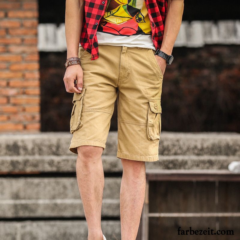 Kurze Hosen Herren Neu Sommer Geschnittene Hose Trend Freizeit Werkzeugbau Camouflage Hellgrün