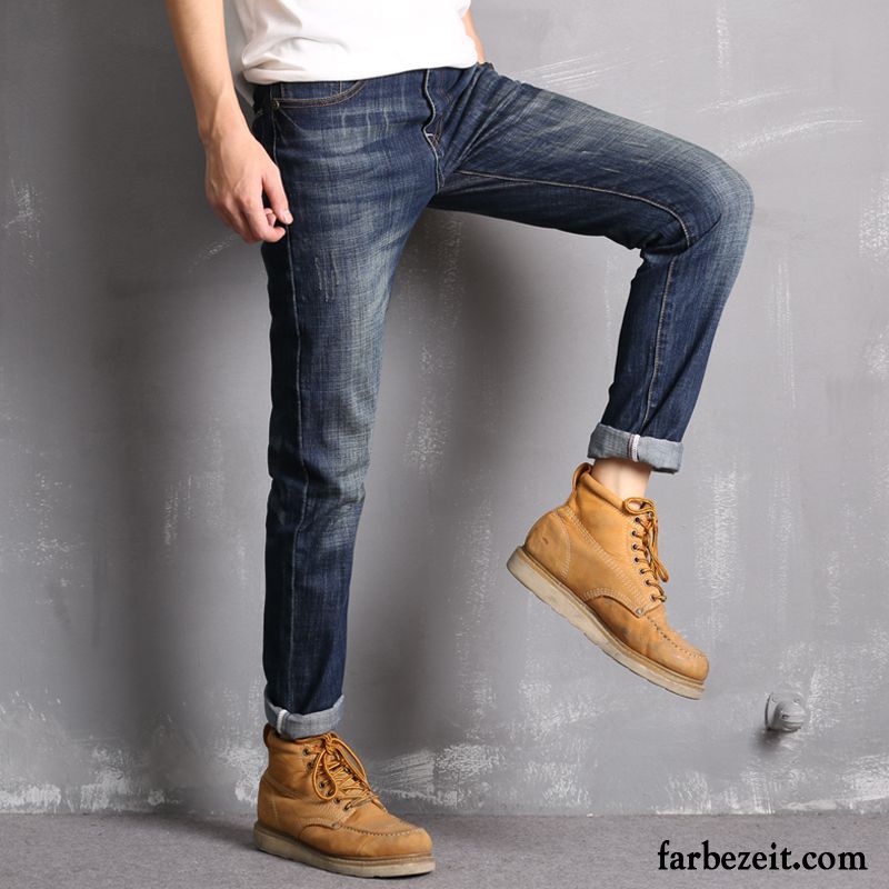 Kurze Hosen Männer Jeans Jeans Herren Freizeit Herbst Elastisch Schlank Verdickung Lange Retro Plus Samt Gerade Schmales Bein Jugend Hose Winter Kaufen