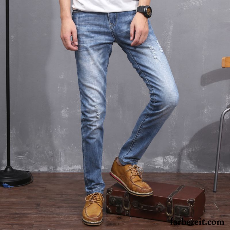 Kurze Hosen Männer Jeans Jeans Herren Freizeit Herbst Elastisch Schlank Verdickung Lange Retro Plus Samt Gerade Schmales Bein Jugend Hose Winter Kaufen