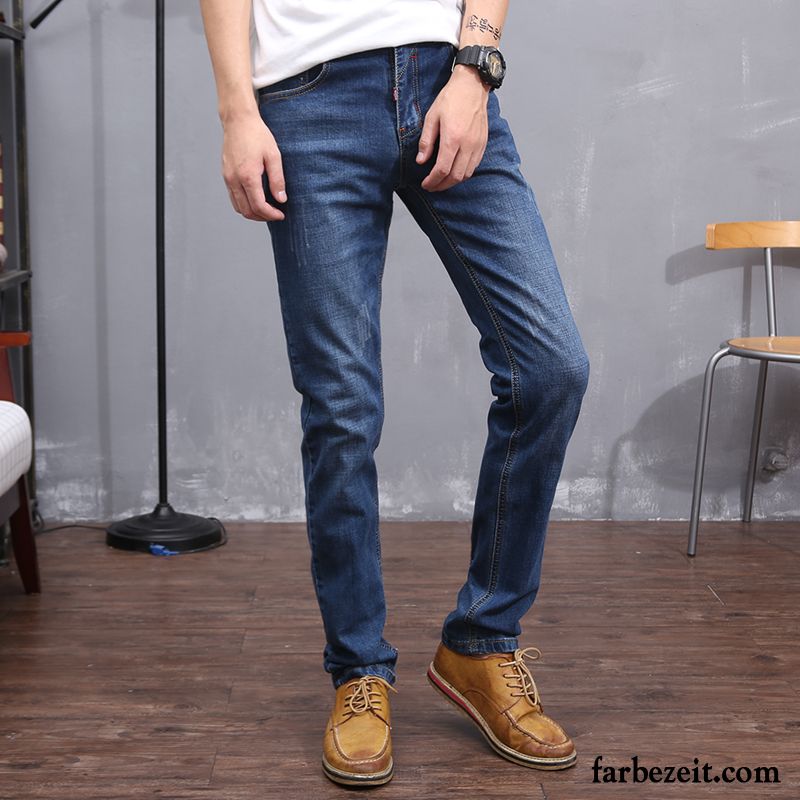 Kurze Hosen Männer Jeans Jeans Herren Freizeit Herbst Elastisch Schlank Verdickung Lange Retro Plus Samt Gerade Schmales Bein Jugend Hose Winter Kaufen