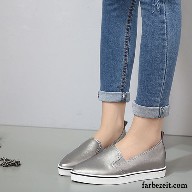 Lack Sneaker Damen Slip-on Spitze Halbschuhe Schnürschuhe Weiß Casual Feder Flache Schuhe Faul Günstig