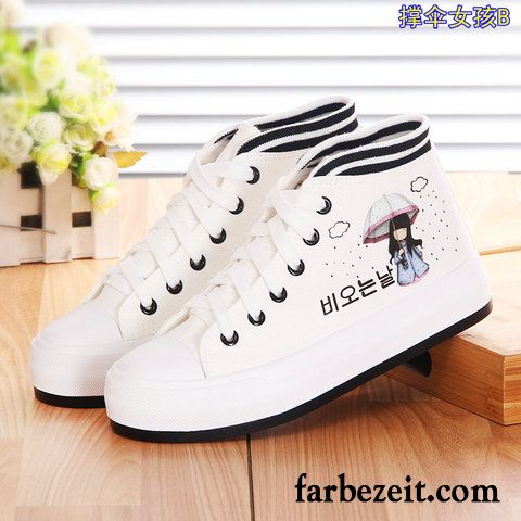 Lackschuhe Damen Flach Tuch Schuhe Casual Plateauschuhe Schüler Dicke Sohle Herbst Langschaft Flache Skaterschuhe Feder Rabatt