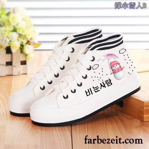 Lackschuhe Damen Flach Tuch Schuhe Casual Plateauschuhe Schüler Dicke Sohle Herbst Langschaft Flache Skaterschuhe Feder Rabatt