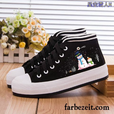 Lackschuhe Damen Flach Tuch Schuhe Casual Plateauschuhe Schüler Dicke Sohle Herbst Langschaft Flache Skaterschuhe Feder Rabatt