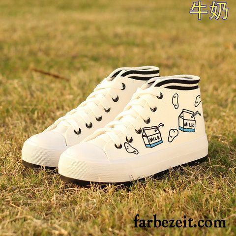 Lackschuhe Damen Flach Tuch Schuhe Casual Plateauschuhe Schüler Dicke Sohle Herbst Langschaft Flache Skaterschuhe Feder Rabatt