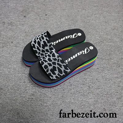 Lammfell Hausschuhe Damen Günstig Sommer Dicke Sohle Hausschuhe Hochhackigen Keilschuhe Rutschsicher Pantolette Strand Rabatt