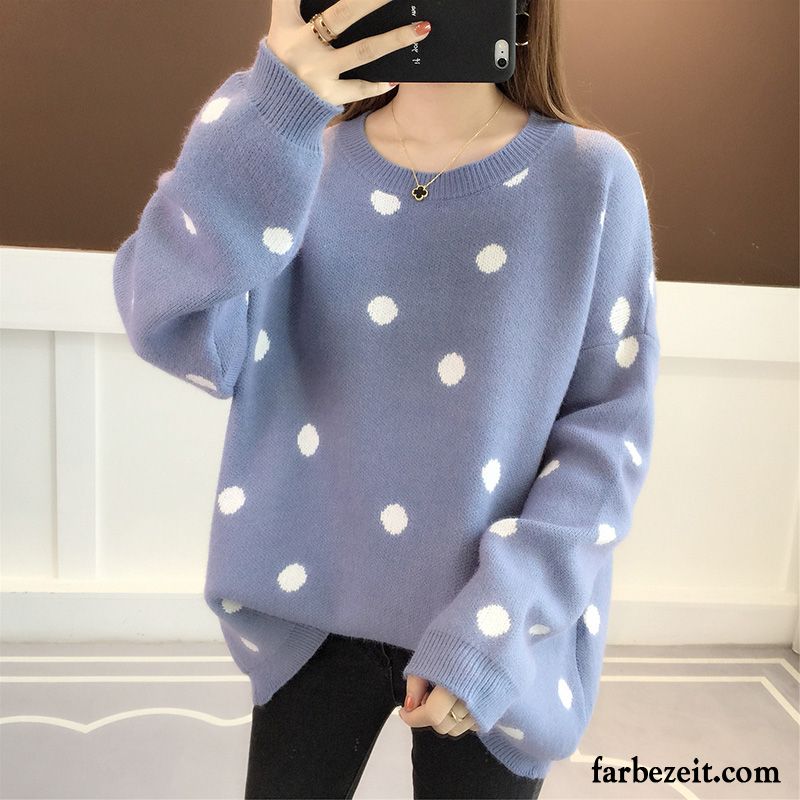 Langarm Pullover Damen Violett Strickwaren Pullover Hell Winter Neu Lose Mantel Herbst Verdickung Günstig