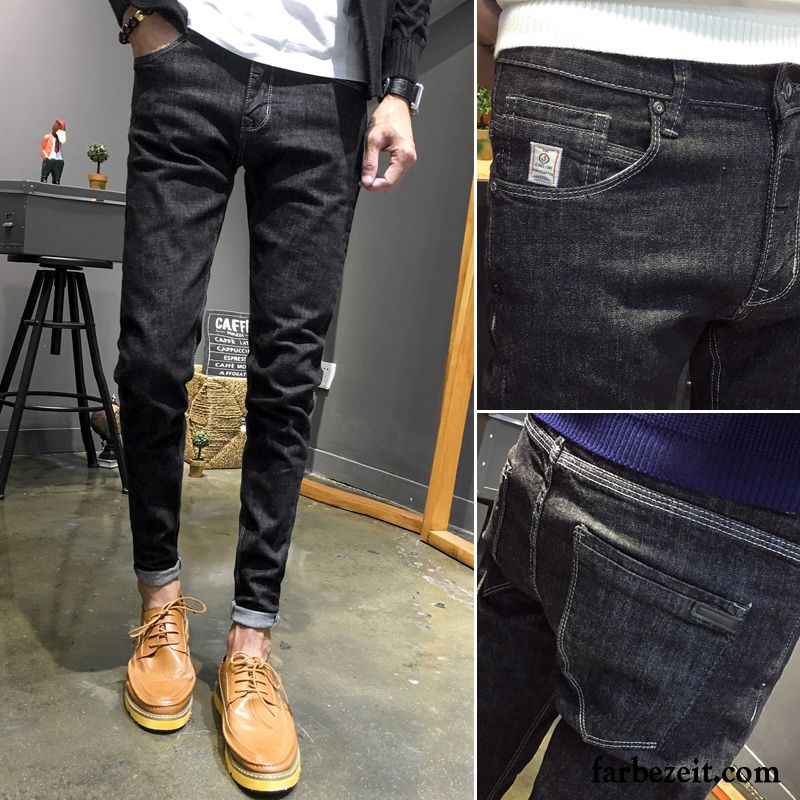 Latzhosen Jeans Männer Schmales Bein Dunkel Jeans Herren Herbst Hose Schwarz Sommer Trend Schlank Lose Löcher Dünn Blau Freizeit Günstig