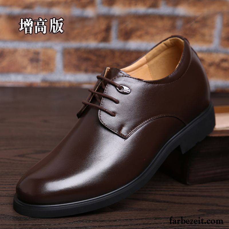 Leder Herrenschuhe Schwarz Geschäft Große Größe Feder Herbst Schuhe Herren Lederschue Hochzeit Schuhe Erhöht England Casual