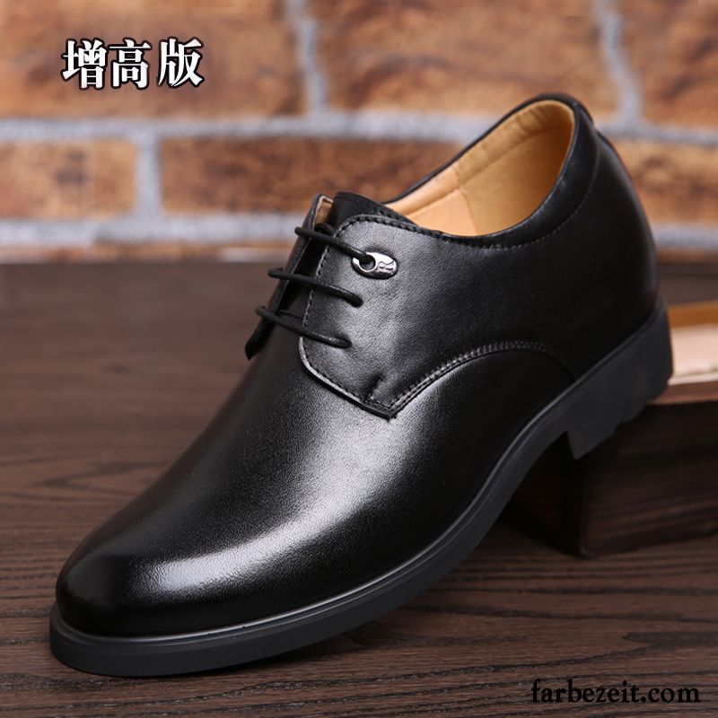 Leder Herrenschuhe Schwarz Geschäft Große Größe Feder Herbst Schuhe Herren Lederschue Hochzeit Schuhe Erhöht England Casual