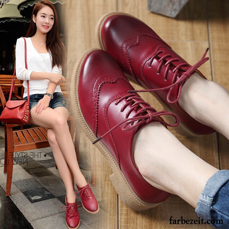 Leder Kleidung Damen Echtleder Oxford Schnürschuhe Retro England Dick Neue Lederschuhe Verkaufen