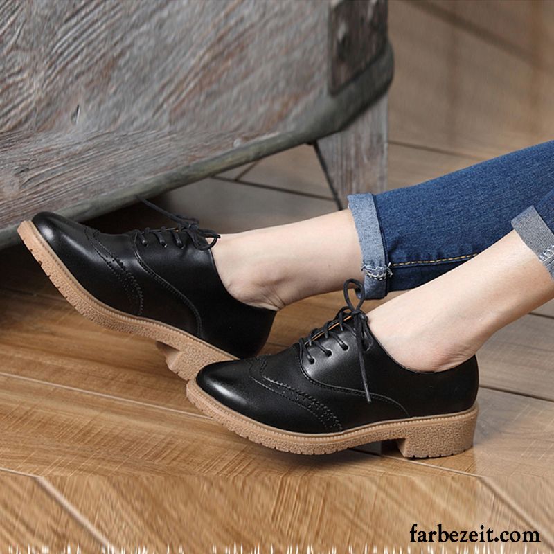 Leder Kleidung Damen Echtleder Oxford Schnürschuhe Retro England Dick Neue Lederschuhe Verkaufen