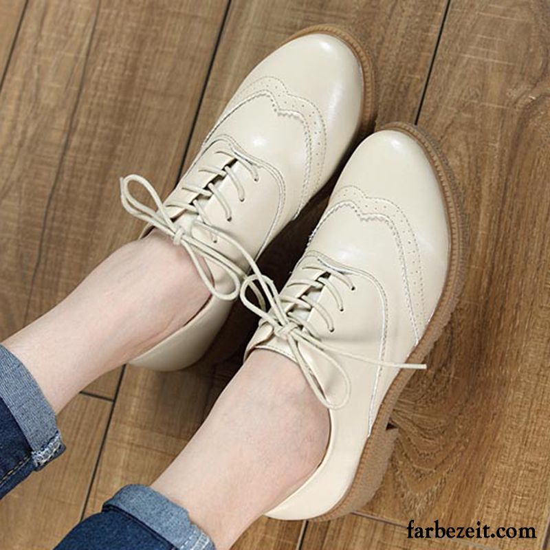 Leder Kleidung Damen Echtleder Oxford Schnürschuhe Retro England Dick Neue Lederschuhe Verkaufen