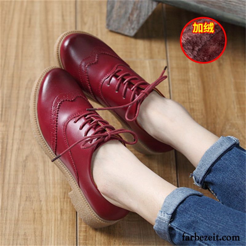 Leder Kleidung Damen Echtleder Oxford Schnürschuhe Retro England Dick Neue Lederschuhe Verkaufen