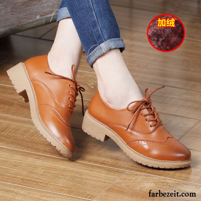 Leder Kleidung Damen Echtleder Oxford Schnürschuhe Retro England Dick Neue Lederschuhe Verkaufen