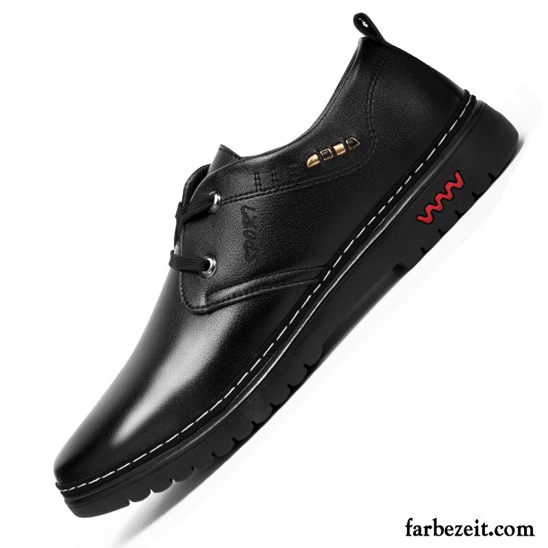 Leder Kleidung Herren Schnürung Weiche Sohle Trend Feder Lederschue Schwarz Casual England Schuhe Geschäft Verkaufen