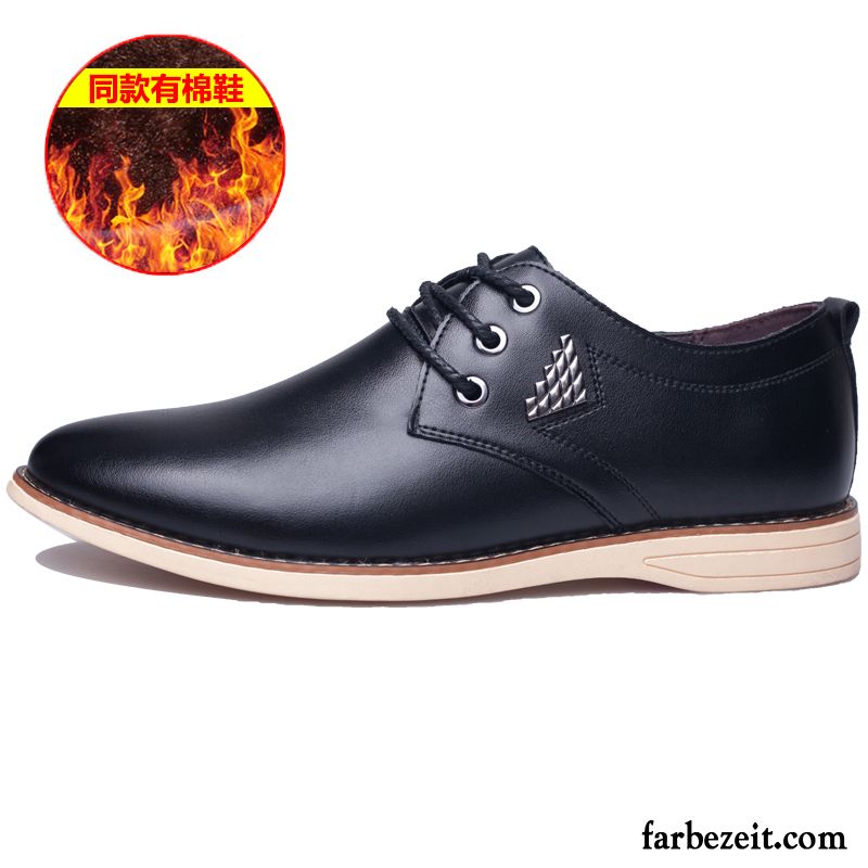 Leder Lederschuhe Herbst Lederschue Plus Samt Feder Baumwolle Schuhe England Schnürung Neue Herren Casual Geschäft Günstig