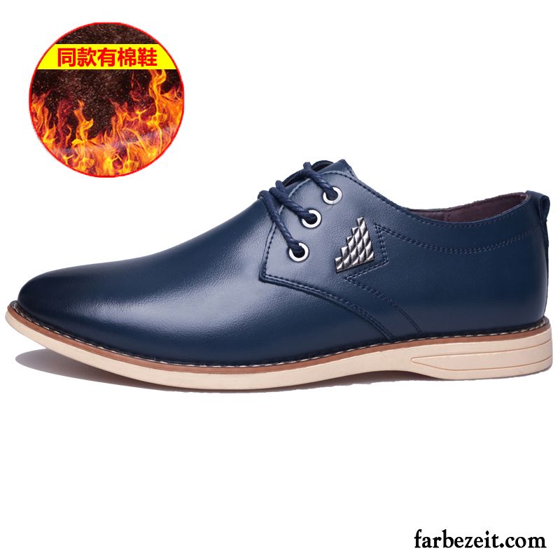 Leder Lederschuhe Herbst Lederschue Plus Samt Feder Baumwolle Schuhe England Schnürung Neue Herren Casual Geschäft Günstig