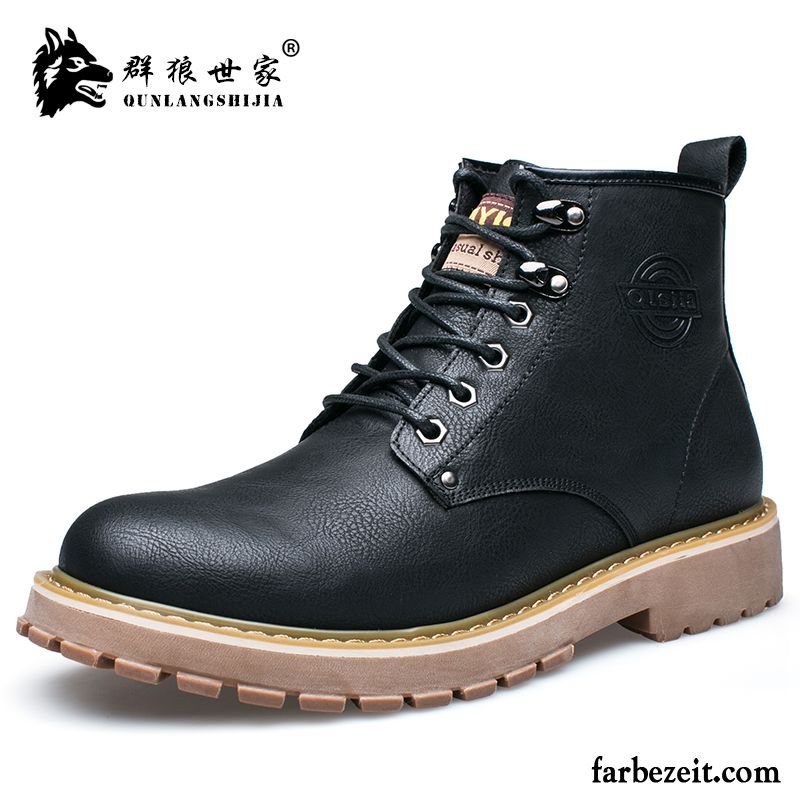 Leder Schaftstiefel Für Herren Baumwolle Schuhe Winter Thermische Hohe England Cargo Kurze Martin Stiehlt Plus Samt Dicke Sohle Günstig