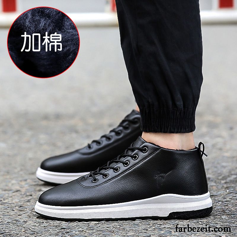 Leder Schuhe Herren Schuhe Casual Schwarz Lederschue Trend Allgleiches Winter England Neue Jugend Feder