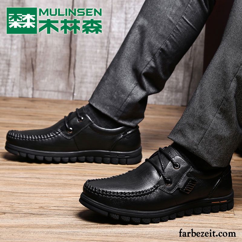 Leder Schuhe Winter Feder Geschäft Herren Casual Schuhe Echtleder Original Weiche Sohle Lederschue Billig