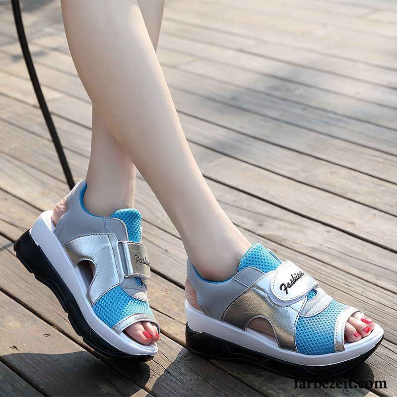 Ledersandalen Damen Schuhe Dicke Sohle Trend Schüler Sandalen Casual Wedges Weiche Sohle Sommer Peep-toe Kaufen