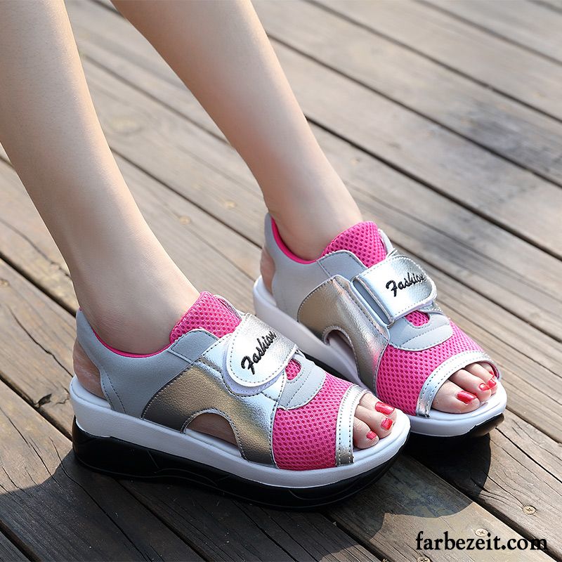 Ledersandalen Damen Schuhe Dicke Sohle Trend Schüler Sandalen Casual Wedges Weiche Sohle Sommer Peep-toe Kaufen