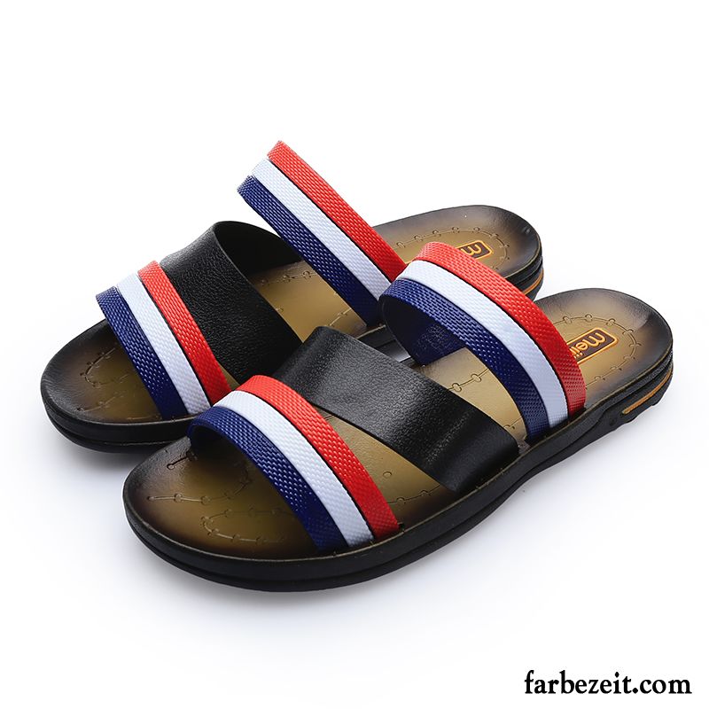 Lederschlappen Herren Hausschuhe Sandalen England Sommer Rom Casual Persönlichkeit Strand Trend Dicke Sohle Billig