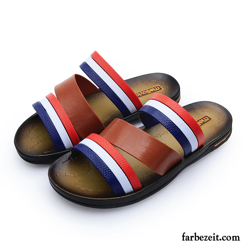 Lederschlappen Herren Hausschuhe Sandalen England Sommer Rom Casual Persönlichkeit Strand Trend Dicke Sohle Billig