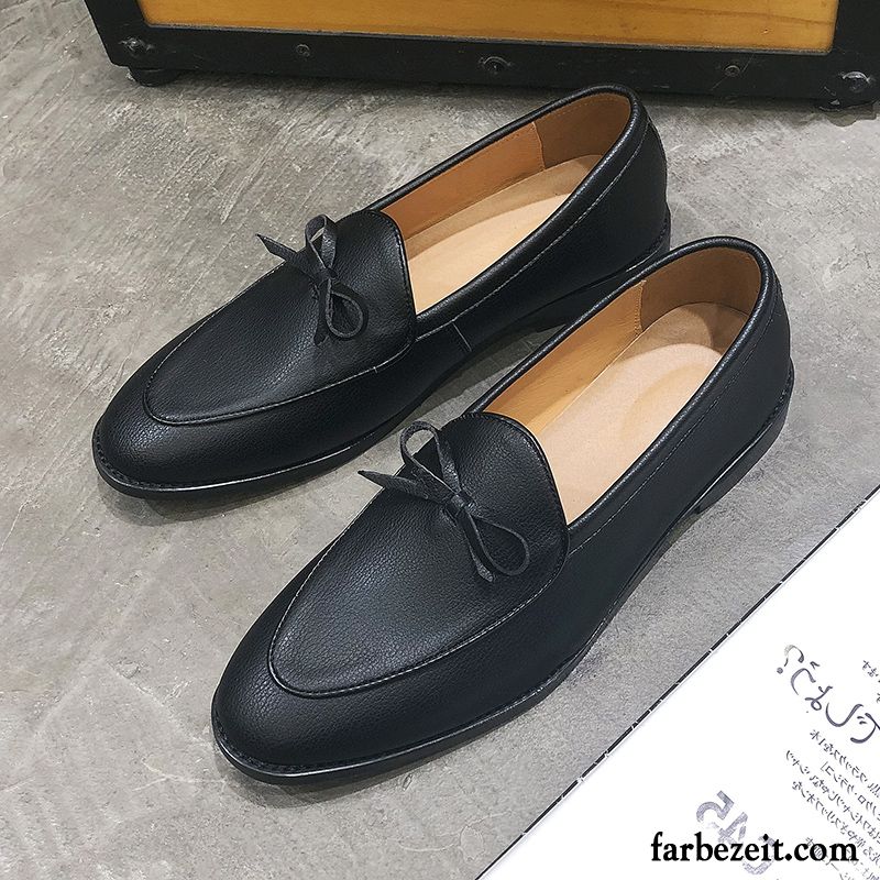 Lederschuhe Herren Atmungsaktiv Feder Spitze Trend Lederschue Slip-on Weiß