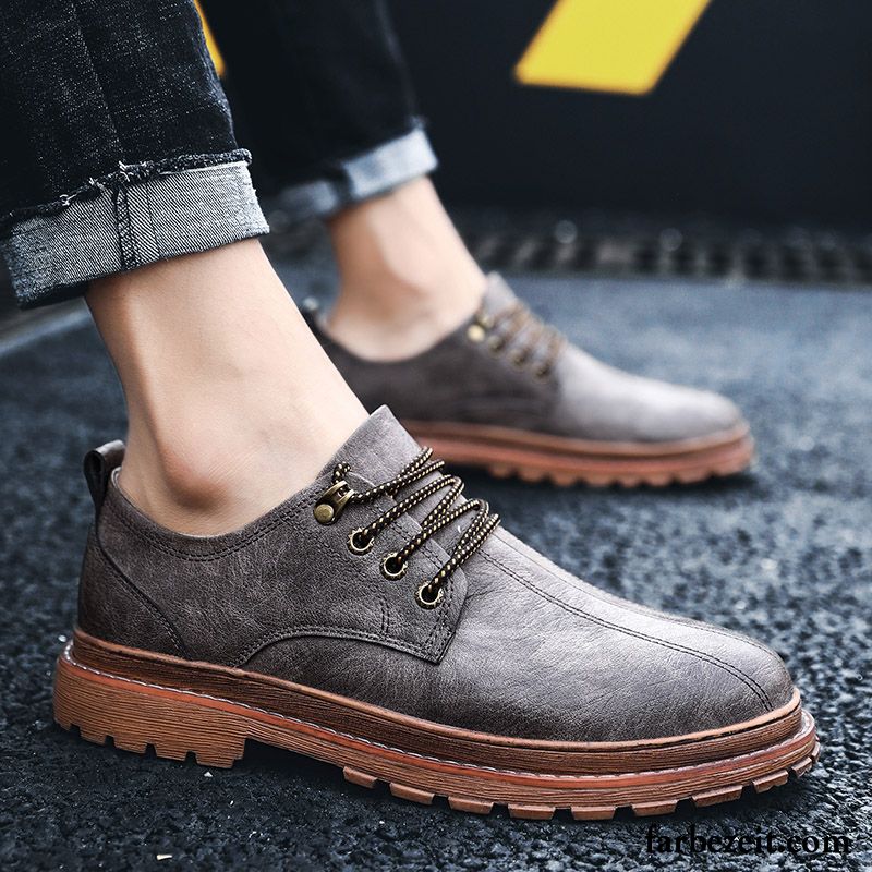 Lederschuhe Herren Casual Allgleiches Trend Lederschue Cargo Feder Schwarz