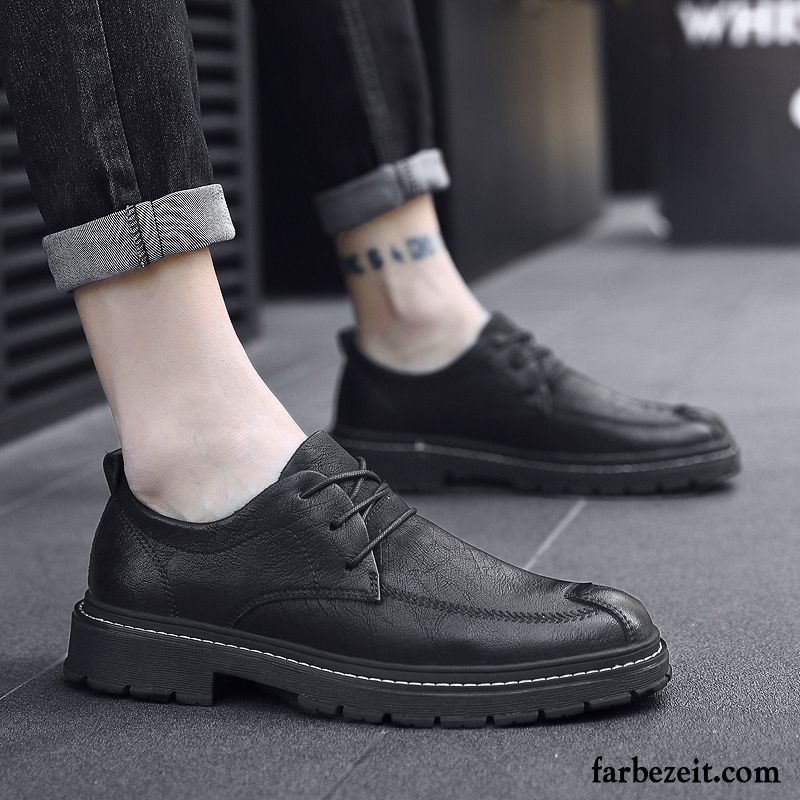 Lederschuhe Herren Casual Allgleiches Trend Lederschue Cargo Feder Schwarz